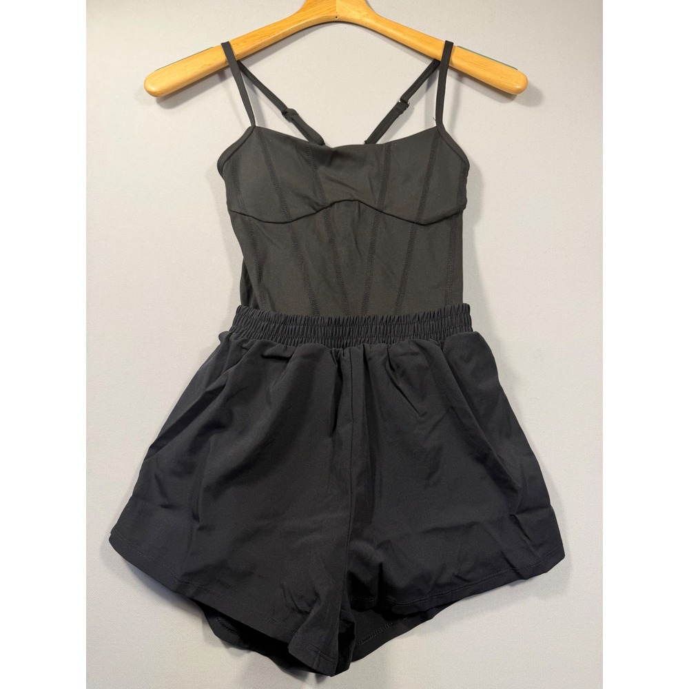 Victorias Secret PINK Corset Active Romper Black XS Athletic Shorts One Piece
